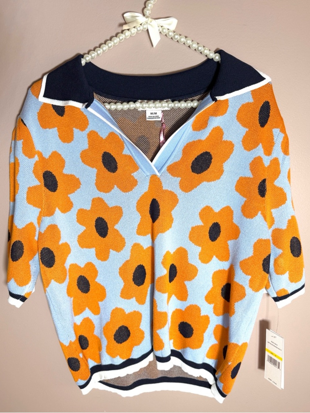 Nanette Lepore Short Sleeve Collared Sweater - Picture 2 of 5